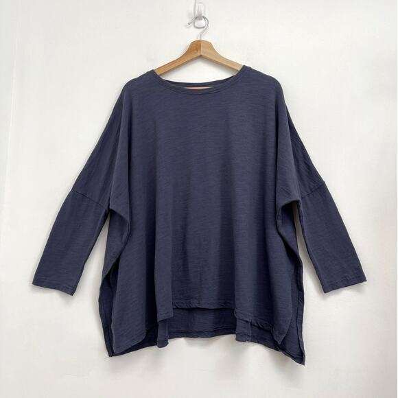 Mersea Catalina Slub Cotton Tee Oversized Boxy Coastal Side Slits 3/4 Sleeve OS - Picture 11 of 11